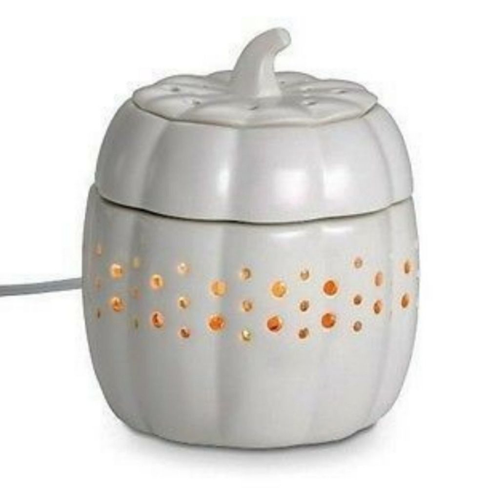 🔸️🔸️NIB PartyLite White 3 Piece Pumpkin Fragrance Warmer